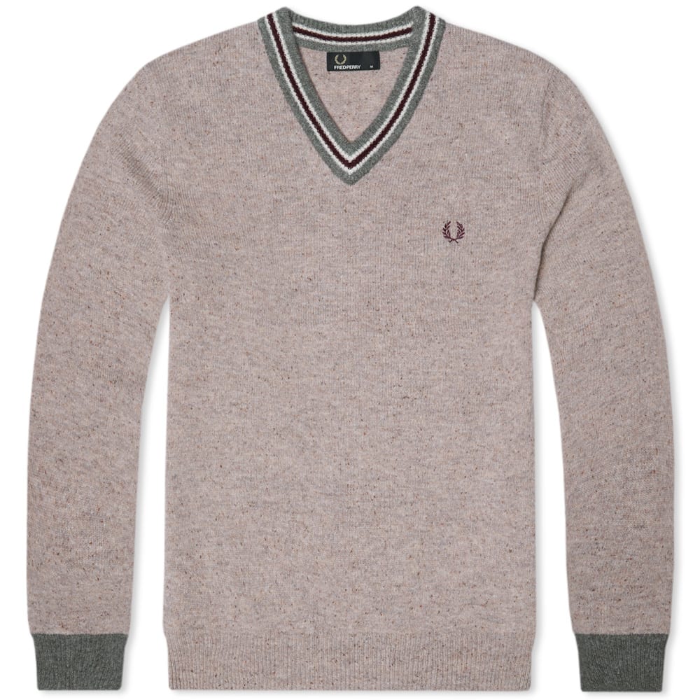 Fred Perry Fleck Knit Tennis Sweater (Oatmeal Marl)
