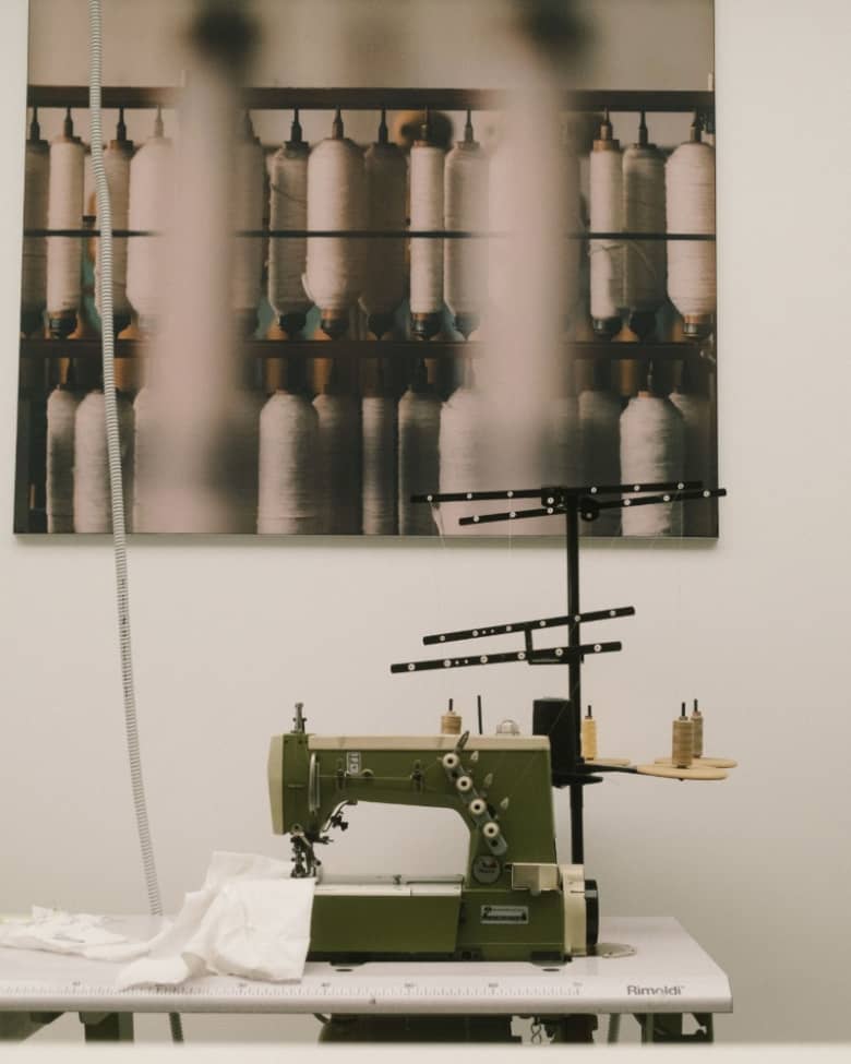 A sewing machine in a workshop