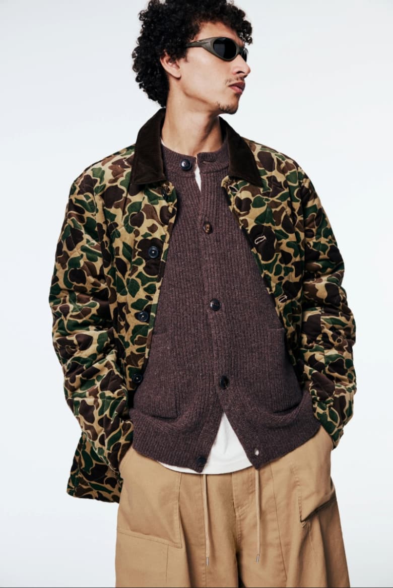 A model wears a camouflage Ralph Lauren Jacket