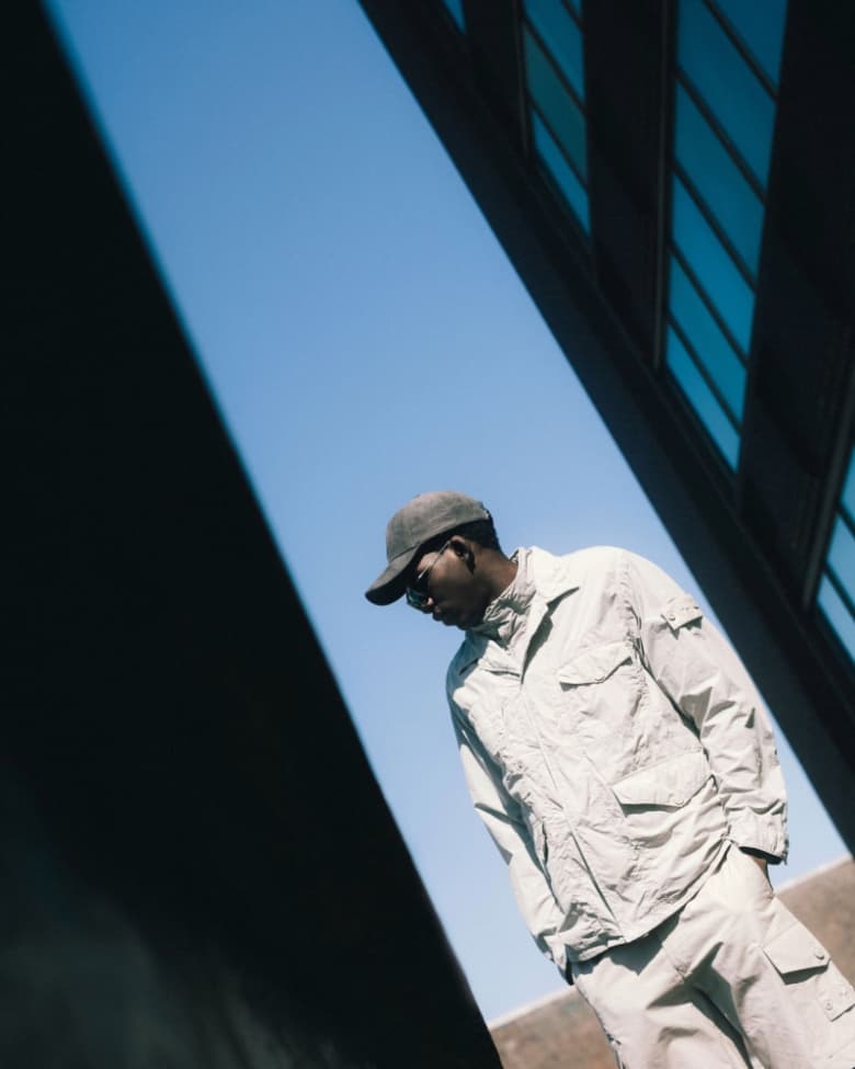 A model wearing a Stone Island Ghost shirt jacket