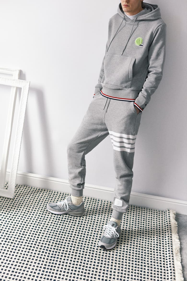 Home Body| END. SS20 Editorial .02 model wears Thom Browne and New Balance