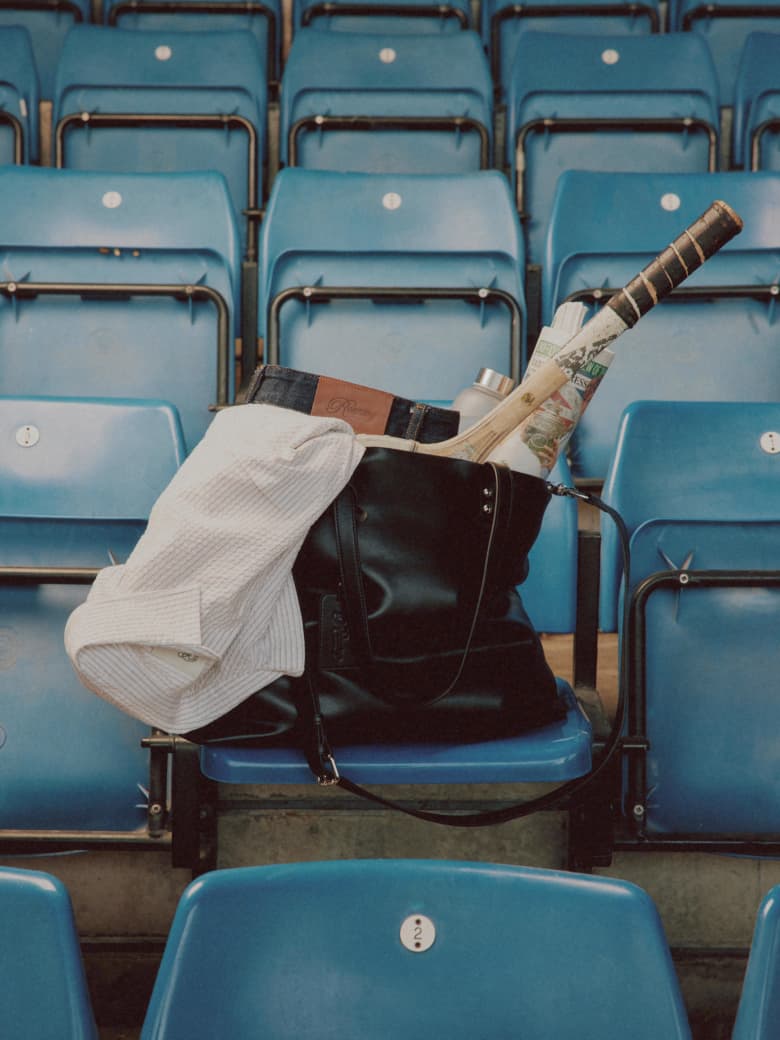 A tennis bag containing the END. x Ronning collection