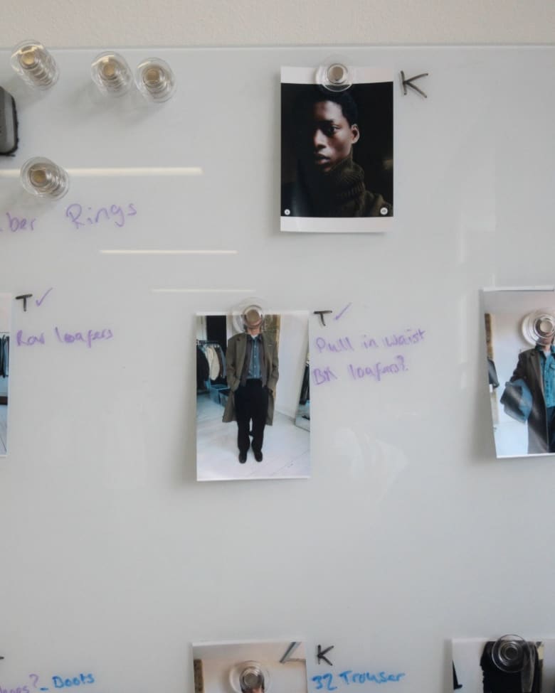 A planning board in Daniel Simmons' studio