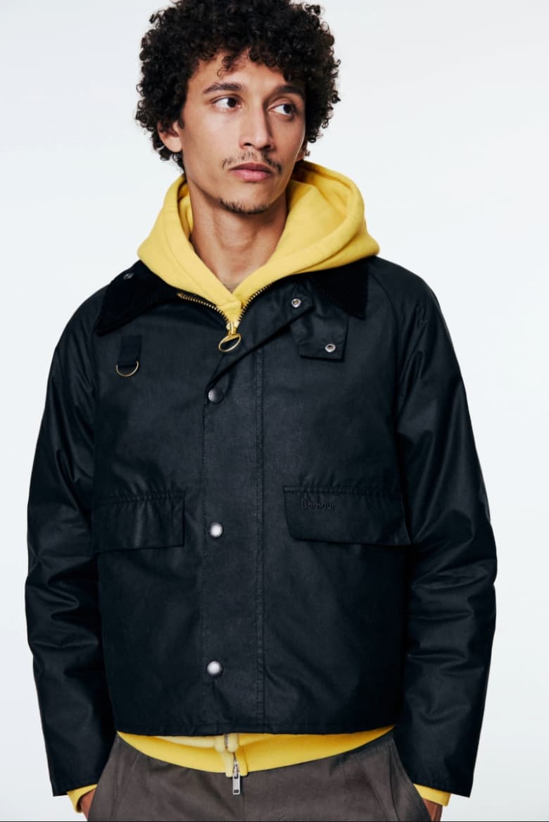 A model wears Barbour Spey Waxed Jacket