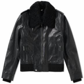 Shearling Collar Leather Jacket