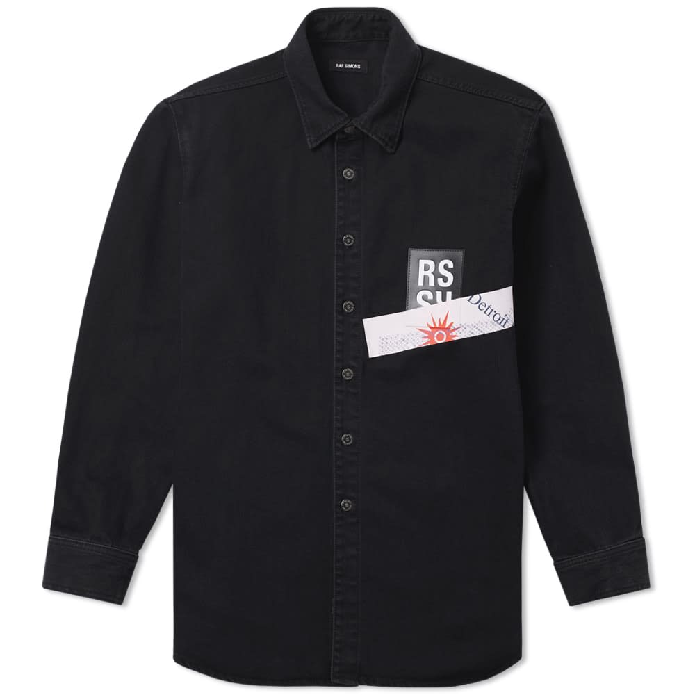 Raf Simons Patch Logo Denim Shirt Black & Pink | END. (US)