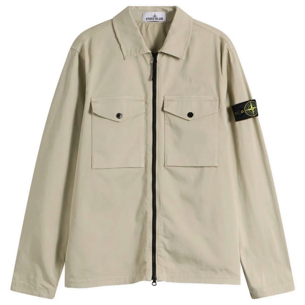 Stone Island Organic Cotton Sateen Zip Shirt Jacket