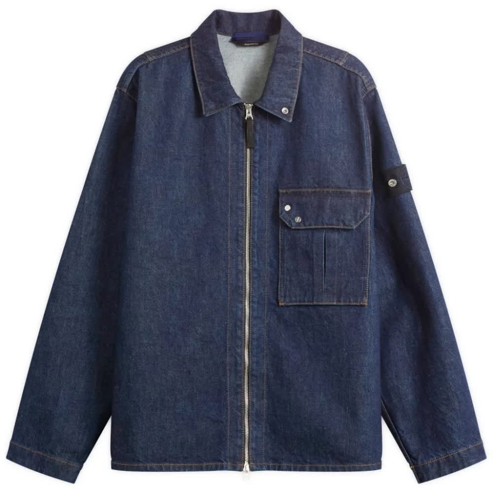 Stone Island Denim Research Indigo Denim Zip Shirt Jacket