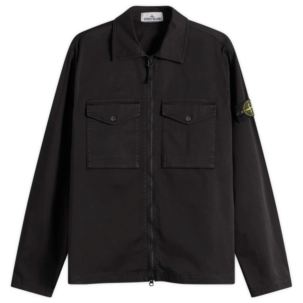 Stone Island Organic Cotton Sateen Zip Shirt Jacket