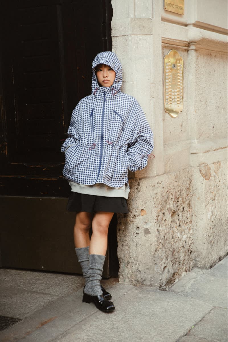 A model wears the Damson Madder Matilda Jacket