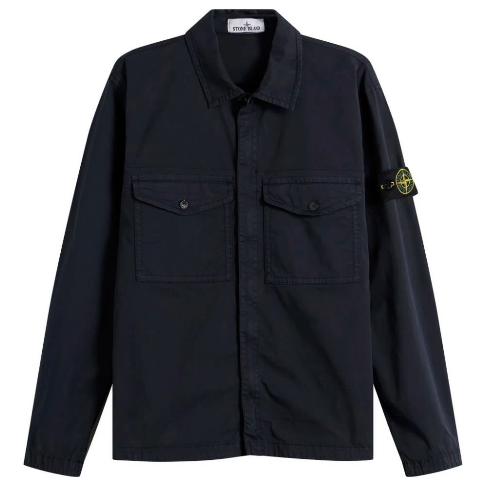 Stone Island Organic Cotton Twill Zip Shirt Jacket