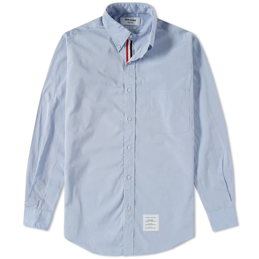 Grosgrain Placket Solid Popling Shirt