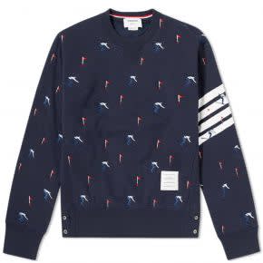 Skier Embroidered Quilted Sweater