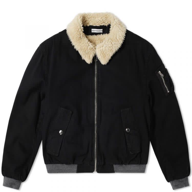 Gosha Rubchinskiy Faux Shearling Collar Denim Jacket