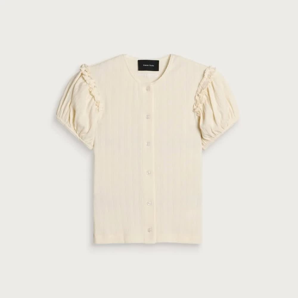 Simone Rocha Pointelle Puff Sleeve Cardigan