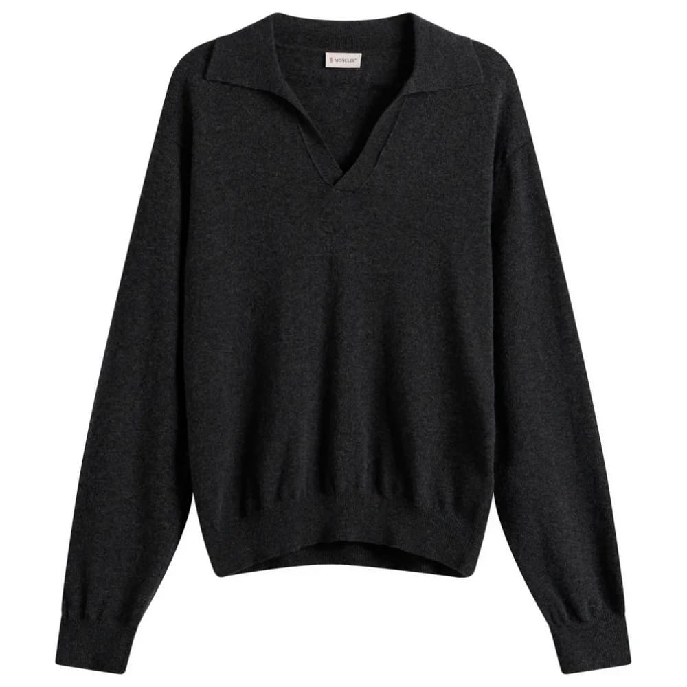 Moncler Cashmere Wool Open Collar Polo