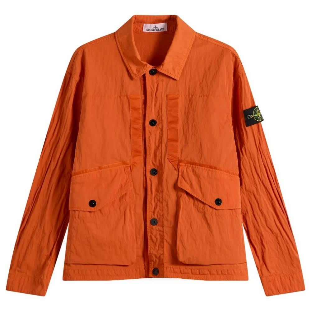 Stone Island Warp Rib Nylon-TC Coach Jacket in Burnt Orange
