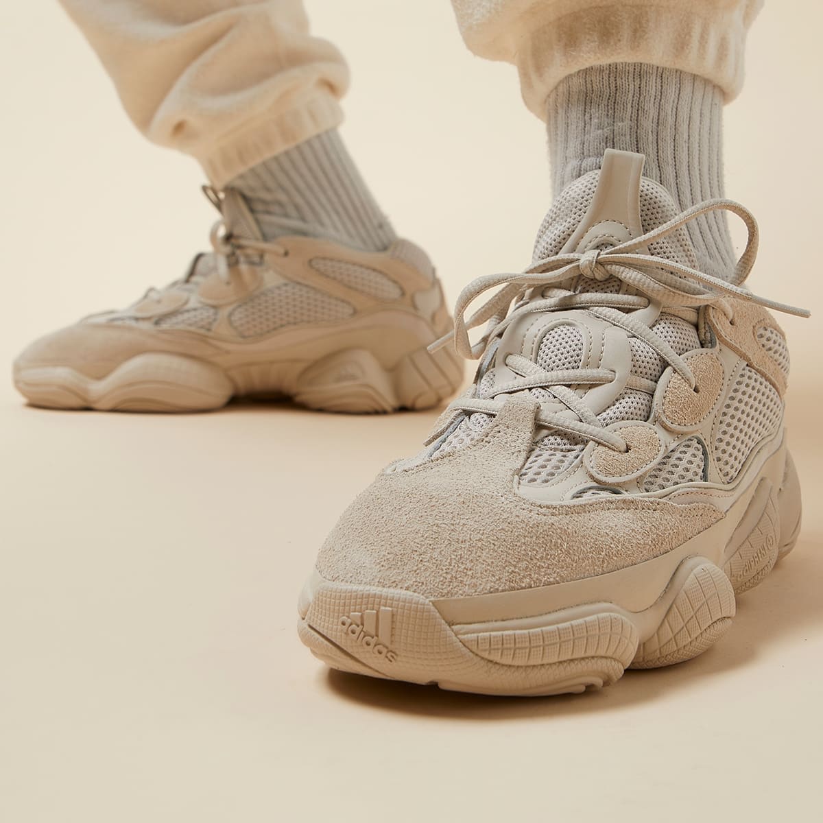 kanye west in yeezy 500