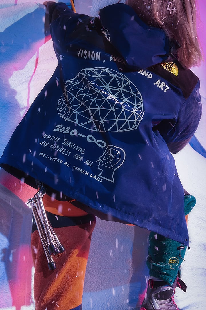 the north face x brain dead nuptse jacket sky blue