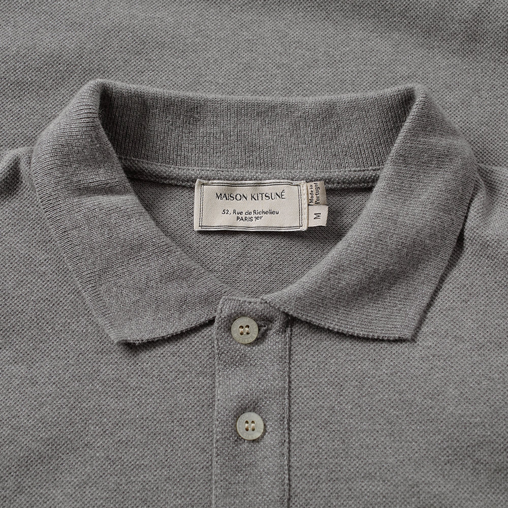 Maison Kitsuné Tricolour Fox Polo (Grey Melange)