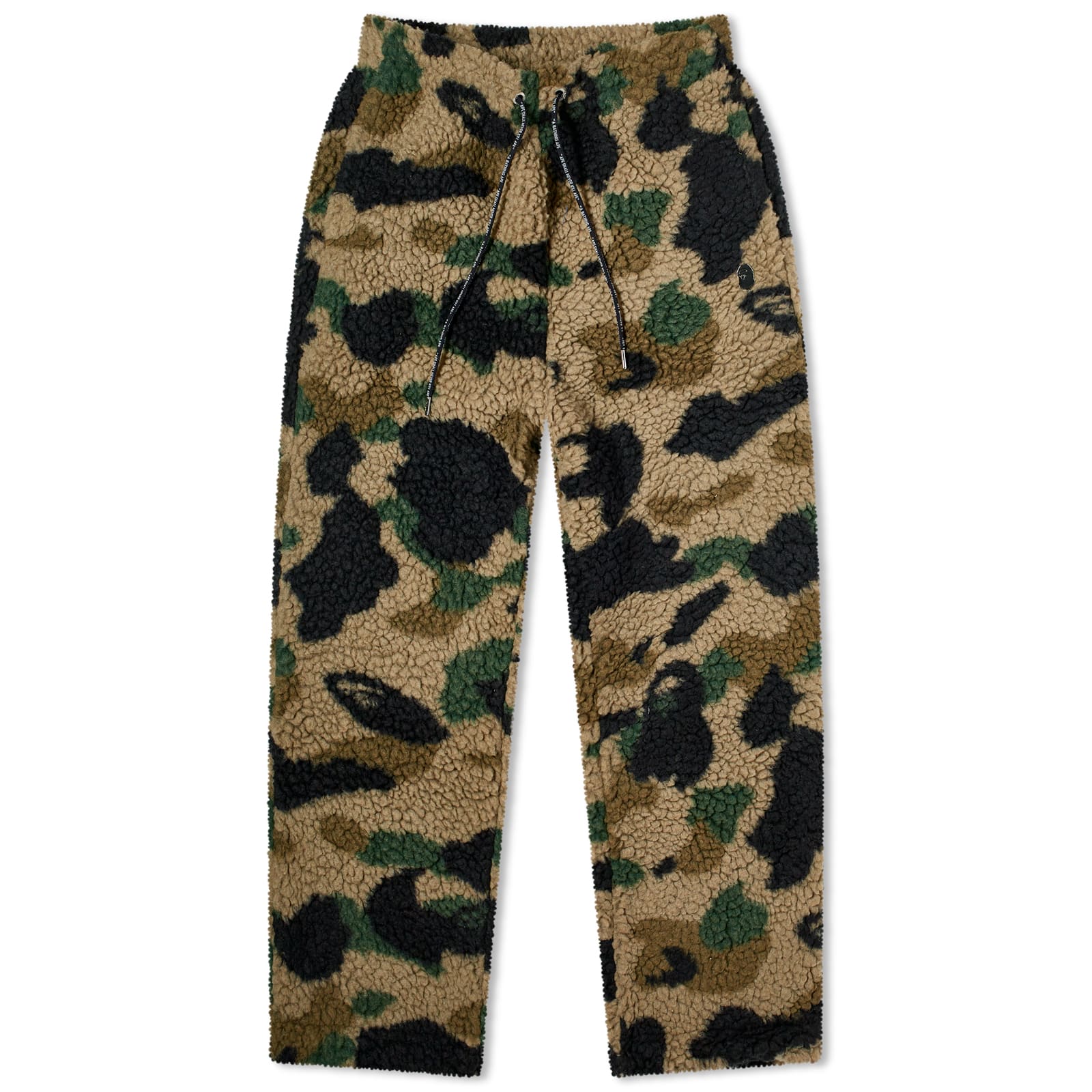 A Bathing Ape Men's 1St Camo Metal Logo Pin Fleece Pants Green