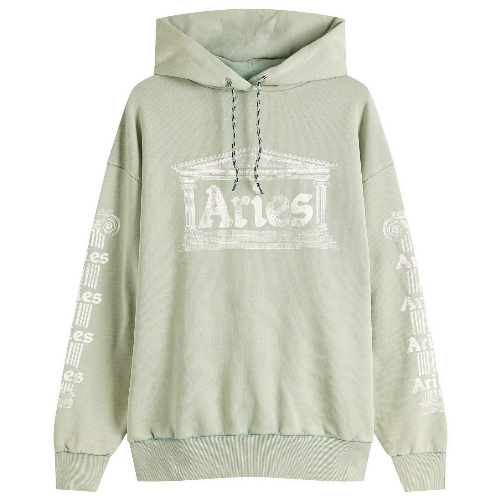 Aries Men’s Aged Ancient Temple Hoodie Green