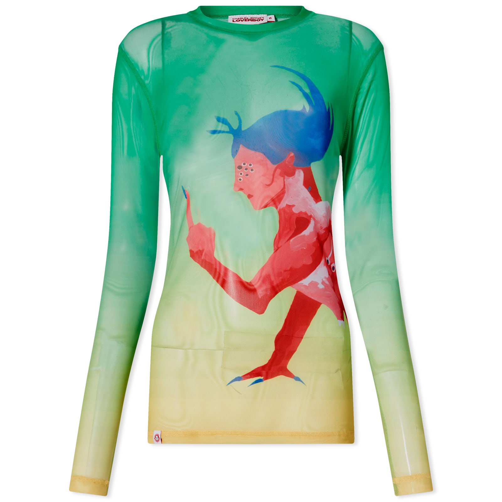 Charles Jeffrey Long Sleeve Powermesh Top Green Ombre