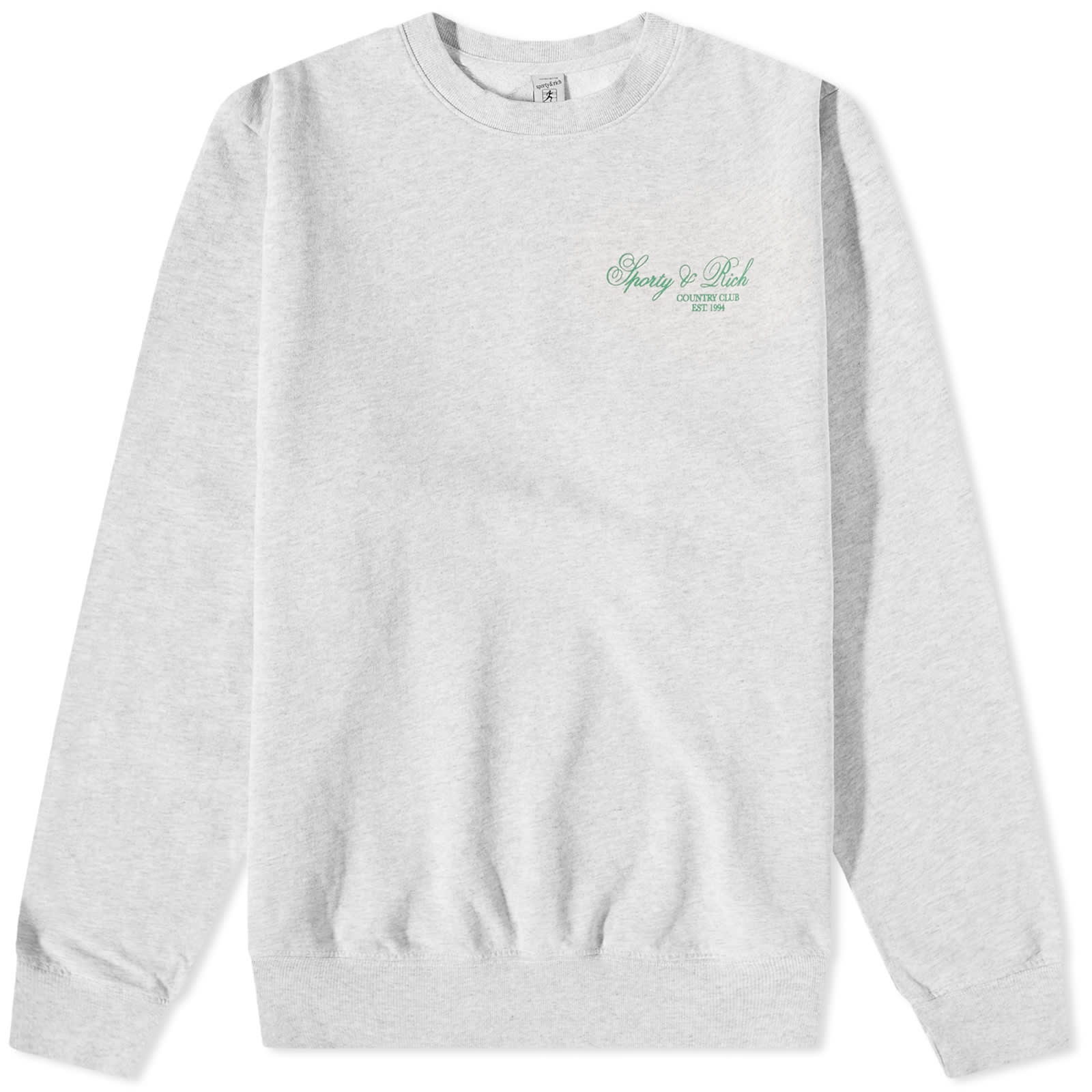 Sporty & Rich Villa Crew Sweat Heather Grey & Verde | END. (JP)