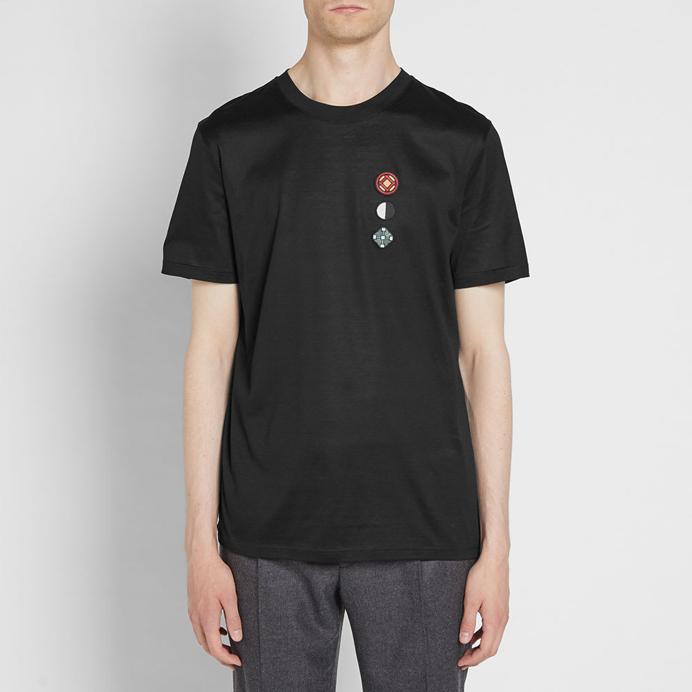 Lanvin tee Spring, , Lanvin white & ivory cotton blend t-shirt designed by Alber Elbaz. The base is a normal t-shirt with a drape of satin attached down the left side seam, the right side neckline and down t.