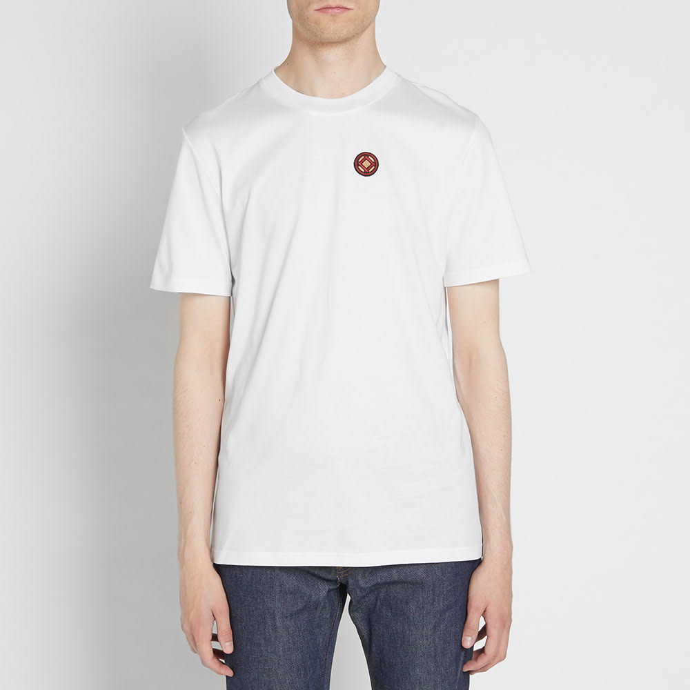 Lanvin tee Spring, , Lanvin white & ivory cotton blend t-shirt designed by Alber Elbaz. The base is a normal t-shirt with a drape of satin attached down the left side seam, the right side neckline and down t.