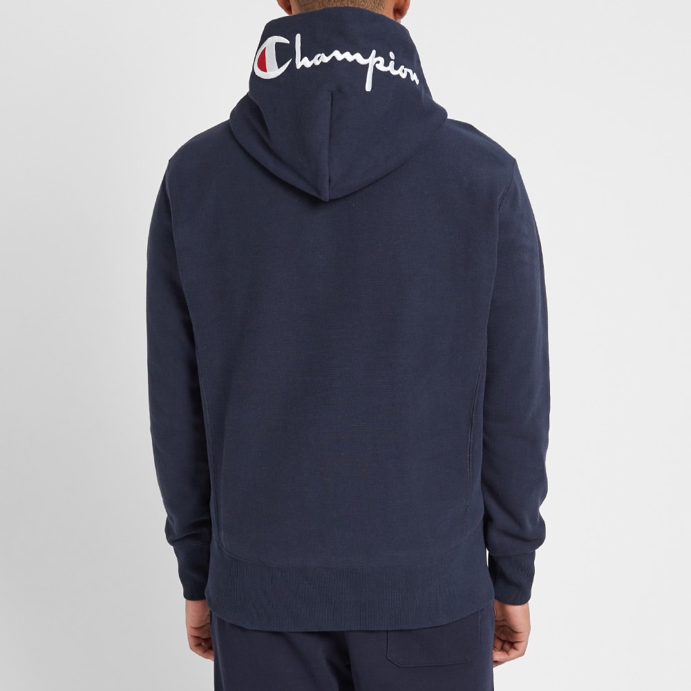Champion Reverse Weave Hood Script Logo Hoody Navy | END.