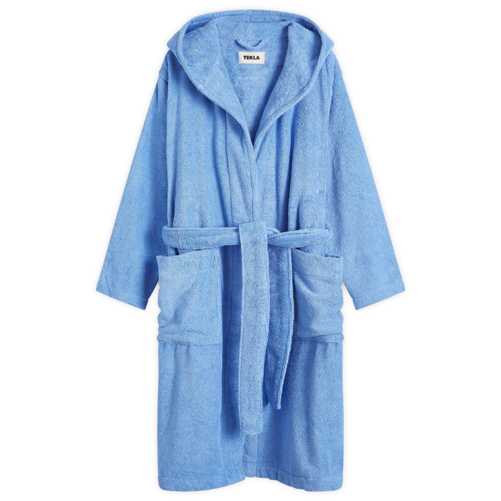 Tekla Terry Hooded Bathrobe Clear Blue