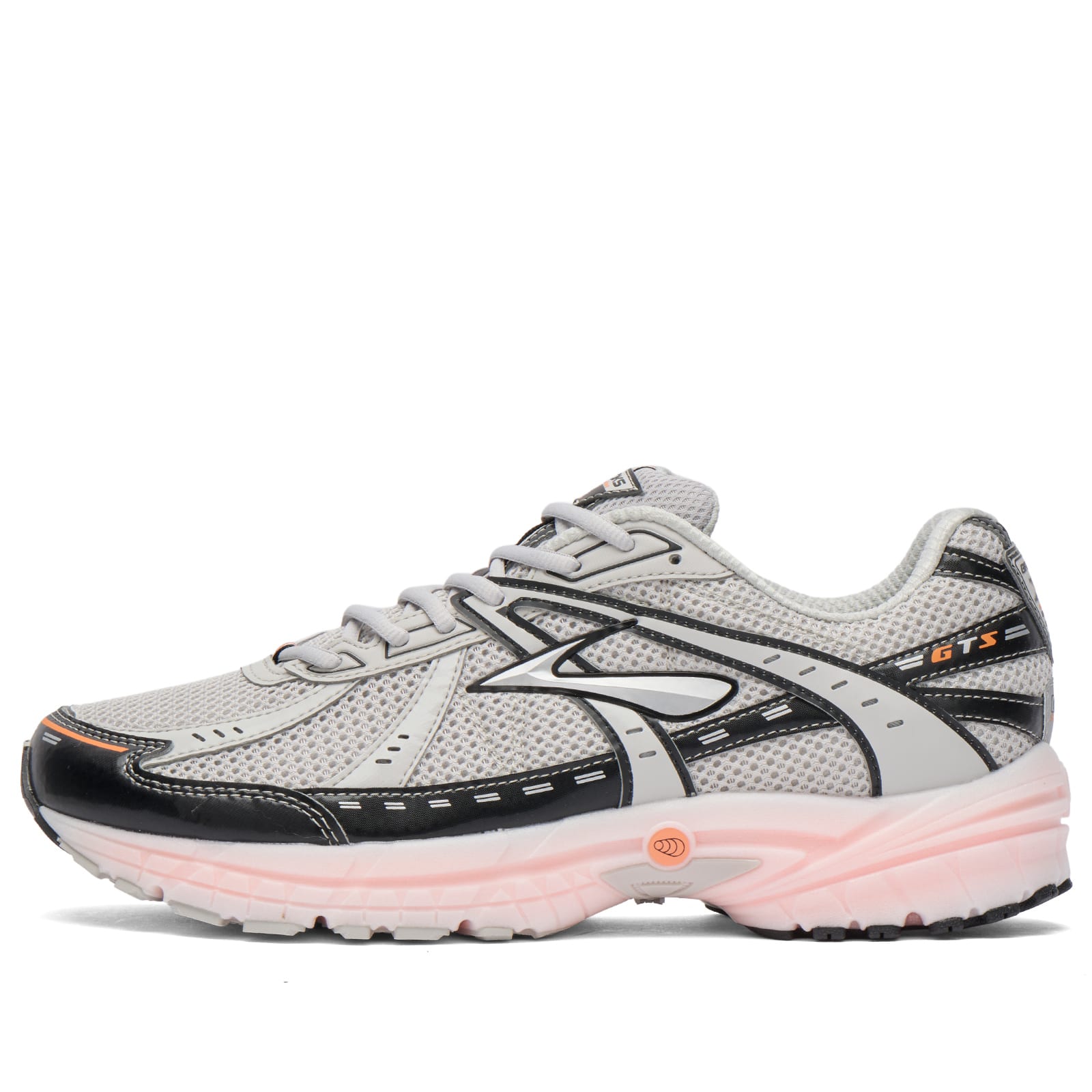 Brooks Men's Adrenaline GTS 10 in Quiet Gray/Black/Coral Rose, Size UK 6 