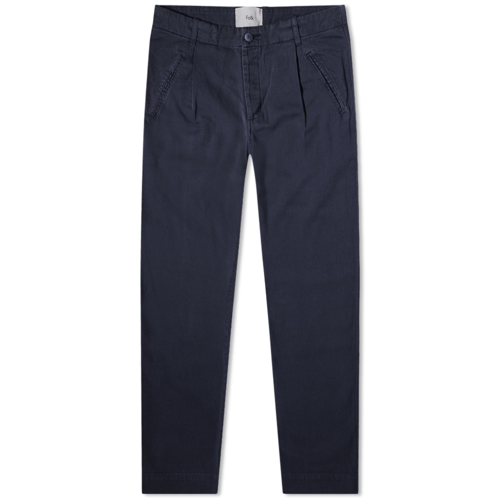 Hailing from London, Folk continue to deliver wholesome menswear styles once again this season. Kitted out with a total of four pockets, this navy blue pair of ‘Assembly’ pants are cut from cotton and are finished with a branded leather tab at the rear.

100% Cotton
Button Fly 
2 Front Welt Pockets
2 Back Pockets
Branded Leather Tab
Made in Portugal