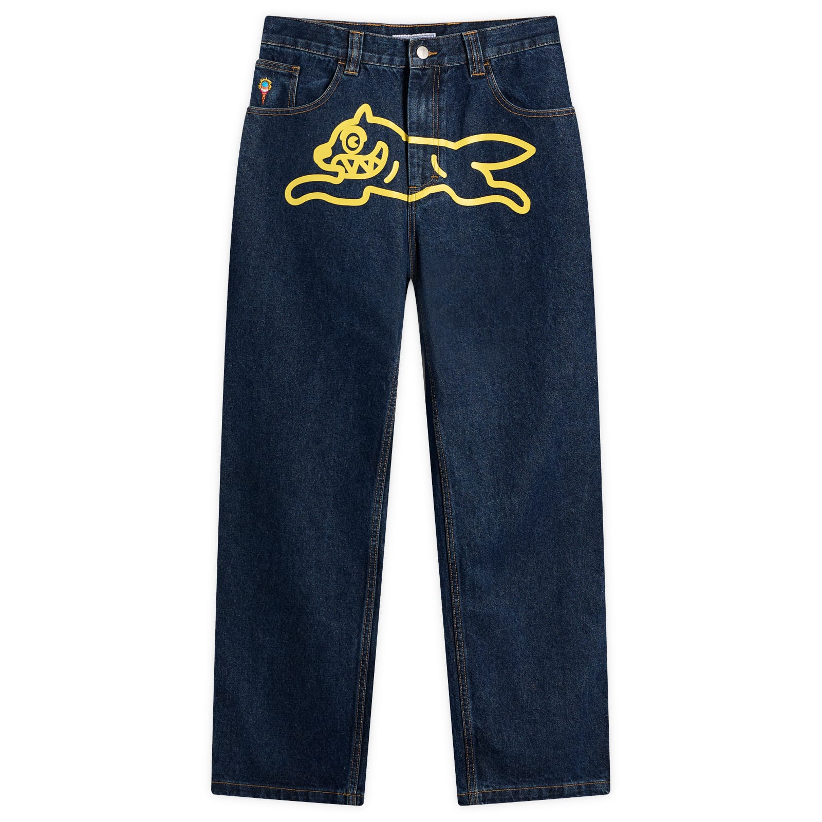 Icecream Men's Indigo Running Dog Loose Straight Jeans