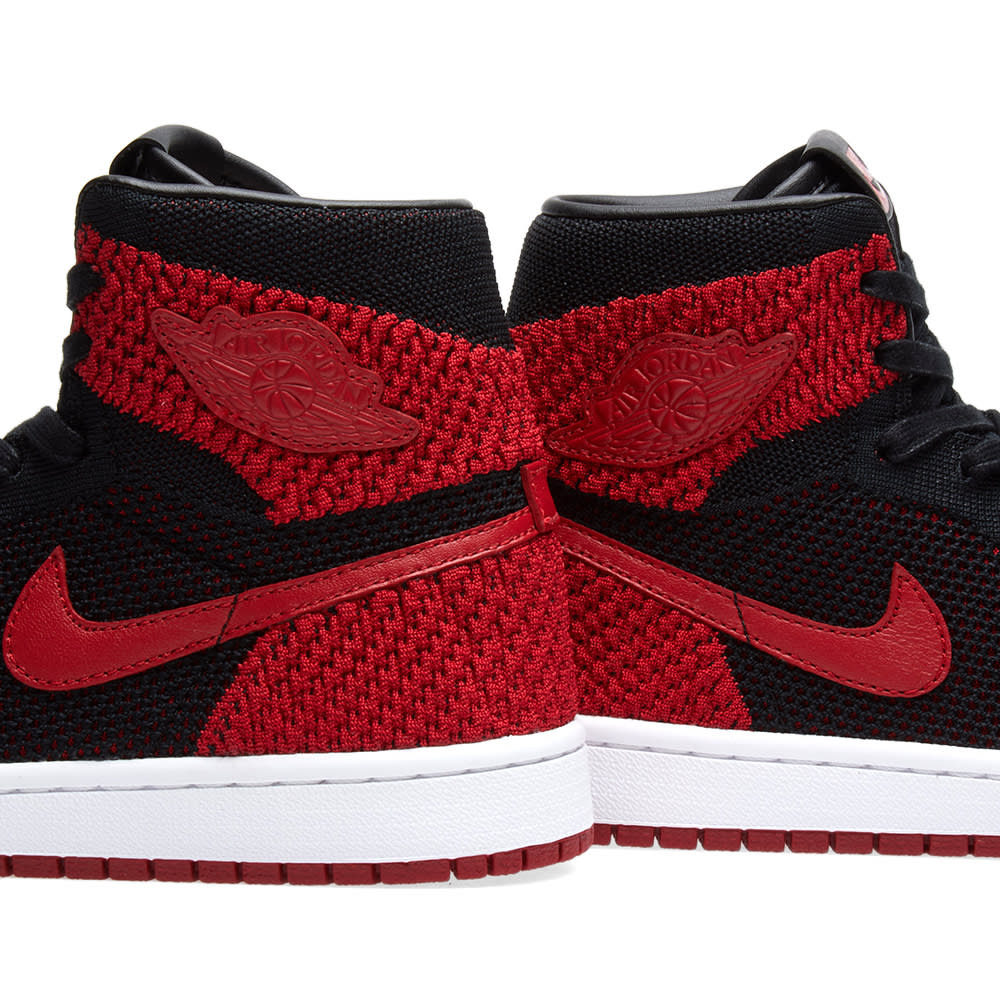 Nike Zoom Air Jordan 1 Retro High Flyknit GS Black, Varsity Red & White