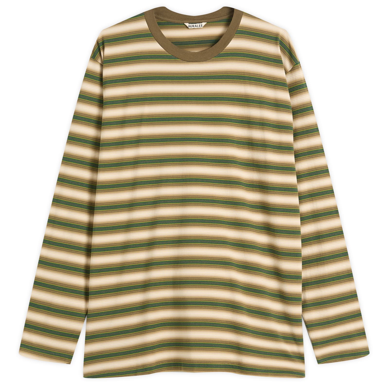 Auralee Gradient Stripe Jersey L/S Tee Fade Brown Stripe