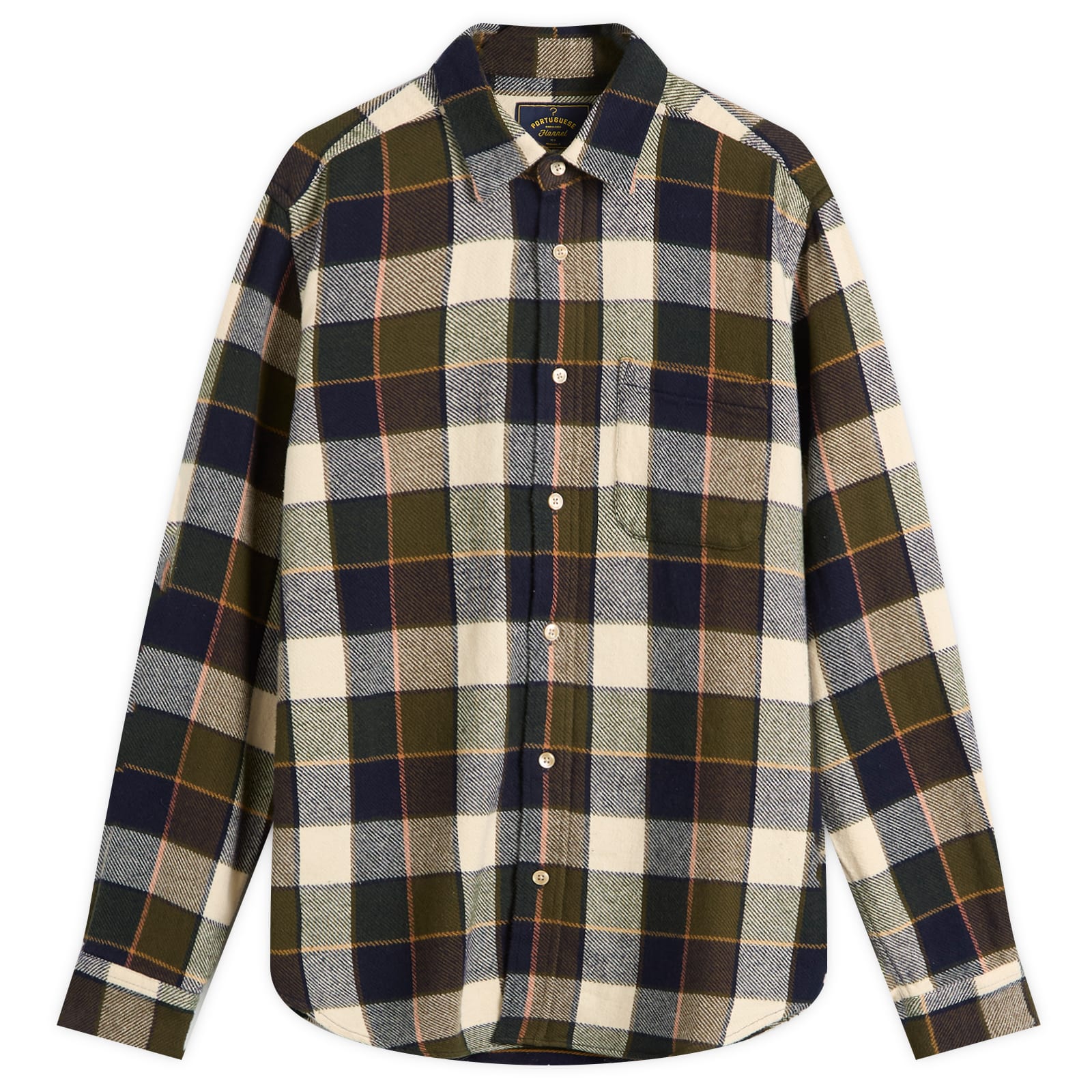 Portuguese Flannel Pine Flannel Check Shirt Green, Navy