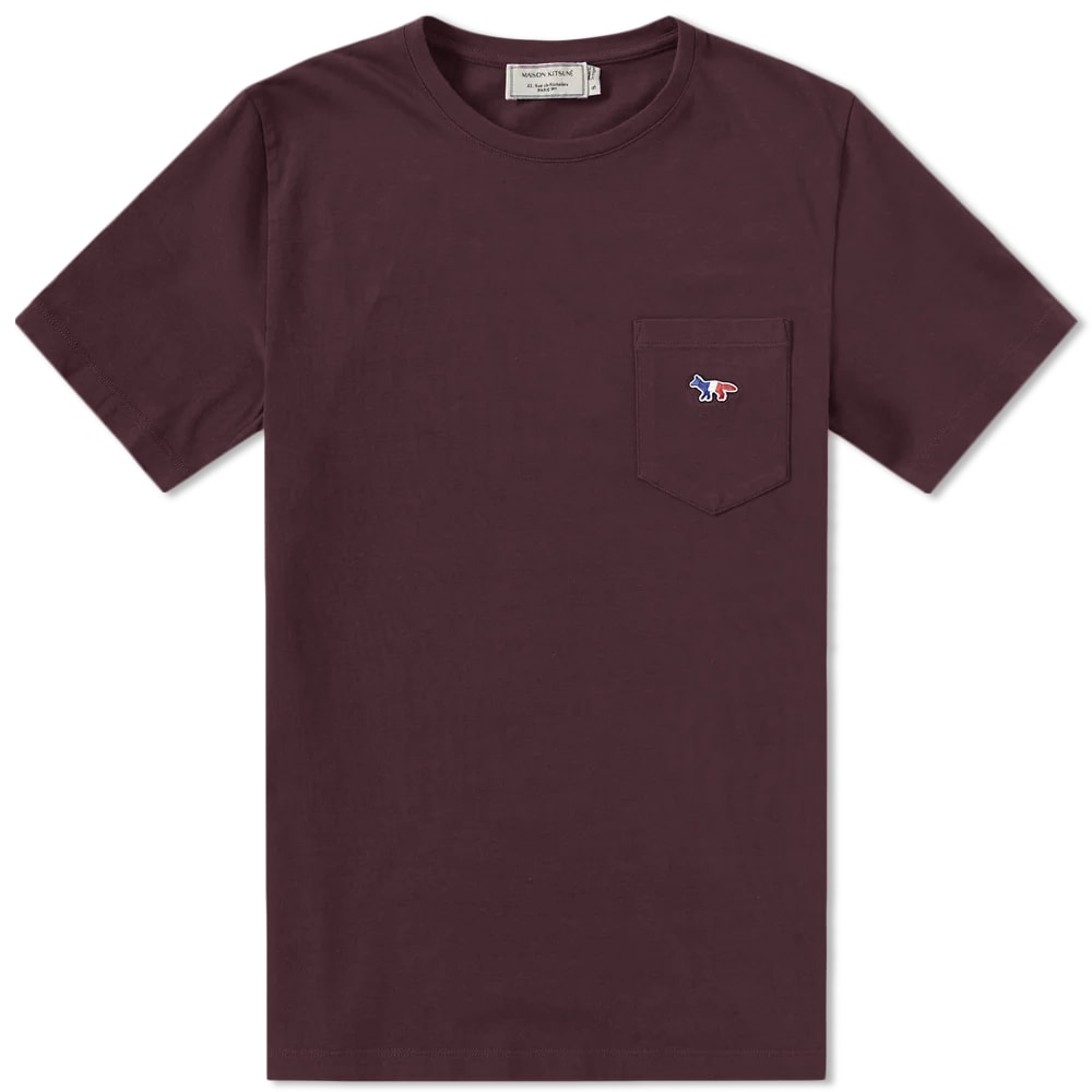 Maison Kitsuné Tricolour Fox Pocket Tee Burgundy | END. (US)