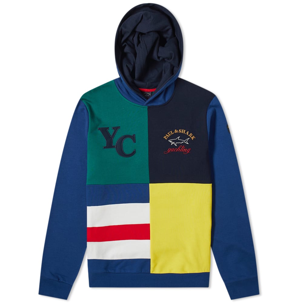 Showing off a nautical look that’s fuelled by Paul & Shark’s Italian elegance and style, this colour blocked ‘Harlequin’ hoody is a fleecy cotton style that’s proudly branded with signature sporting touches. Framed with ribbed trims, the Italian-made pullover shows off a primary palette of blue, green, yellow and red. 
 
100% Cotton 
Fleeceback Jersey 
Appliqué & Embroidered Branding
Ribbed Trims
Made in Italy