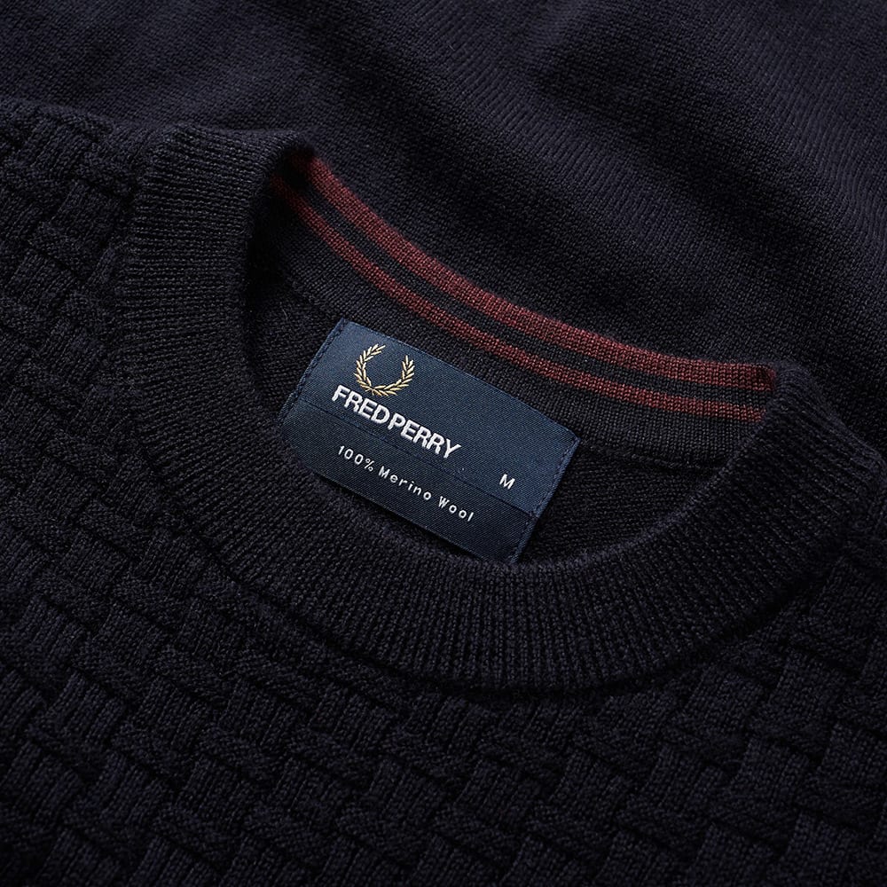 Fred Perry Oxford Texture Crew Neck Sweater Navy | END.