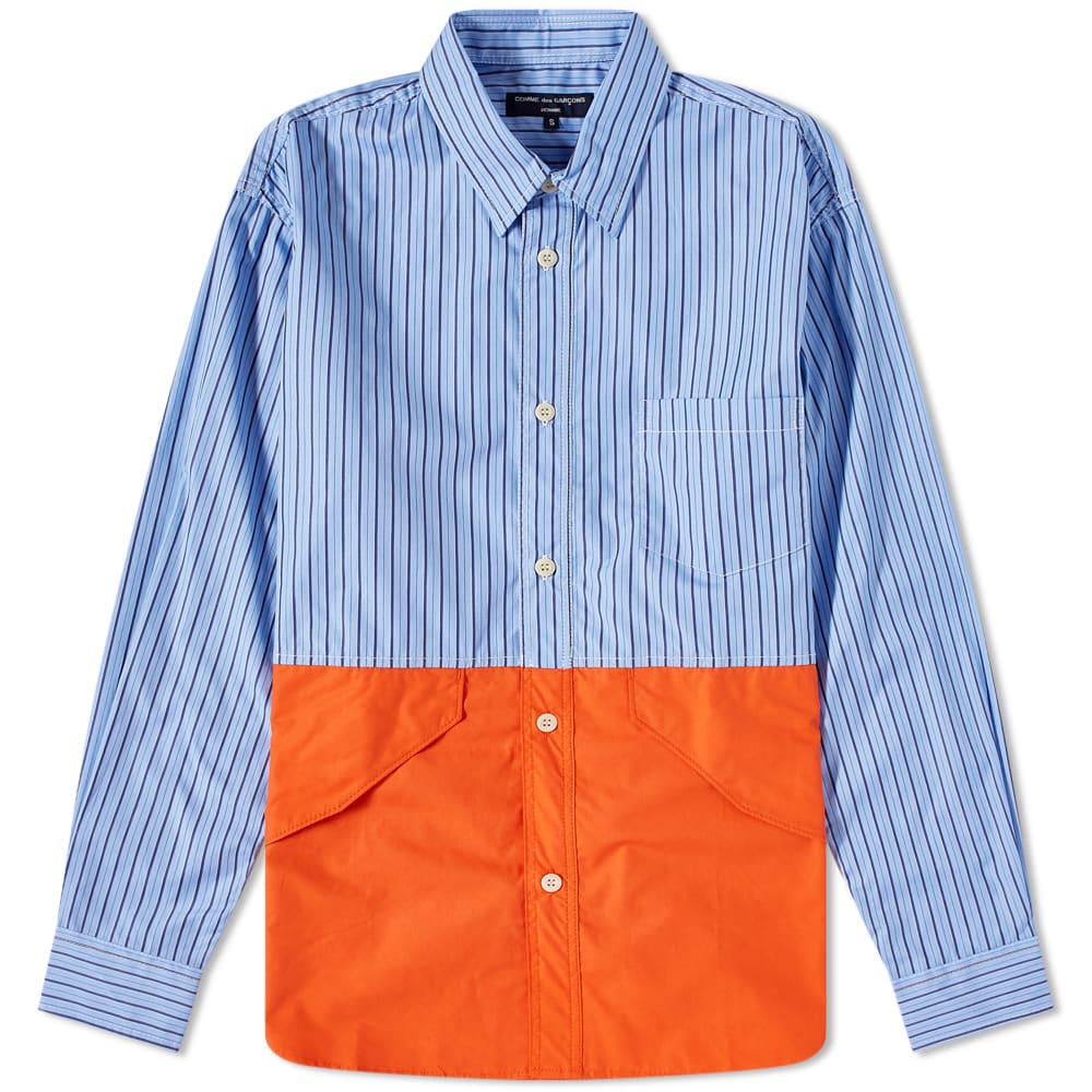 orange striped button up shirt