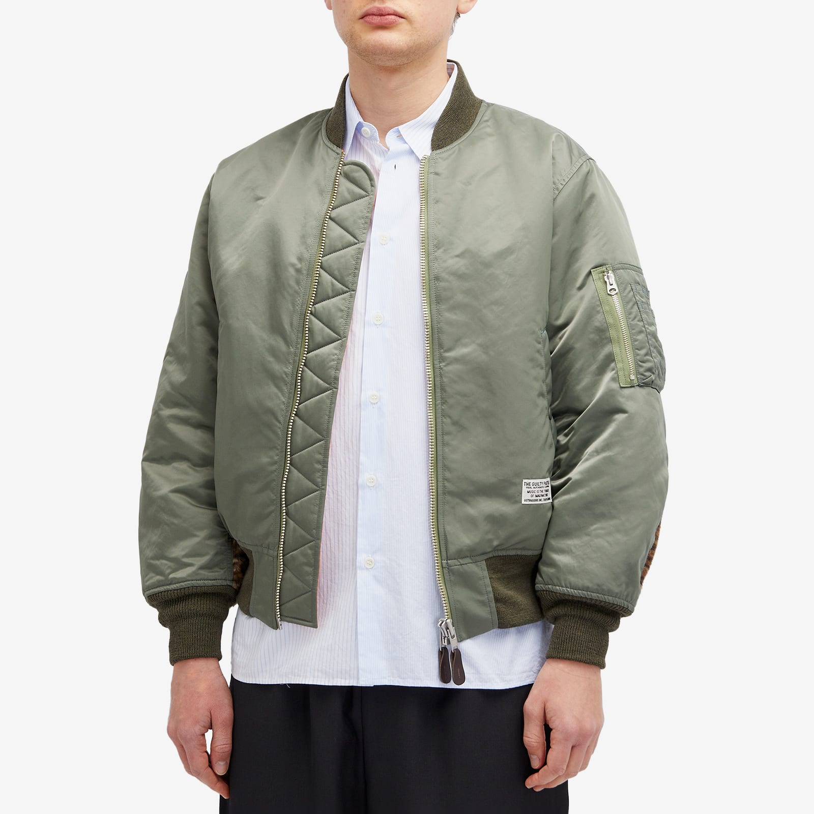 Wacko Maria Men's MA-1 Leopard Panel Flight Jacket Khaki | 24FW