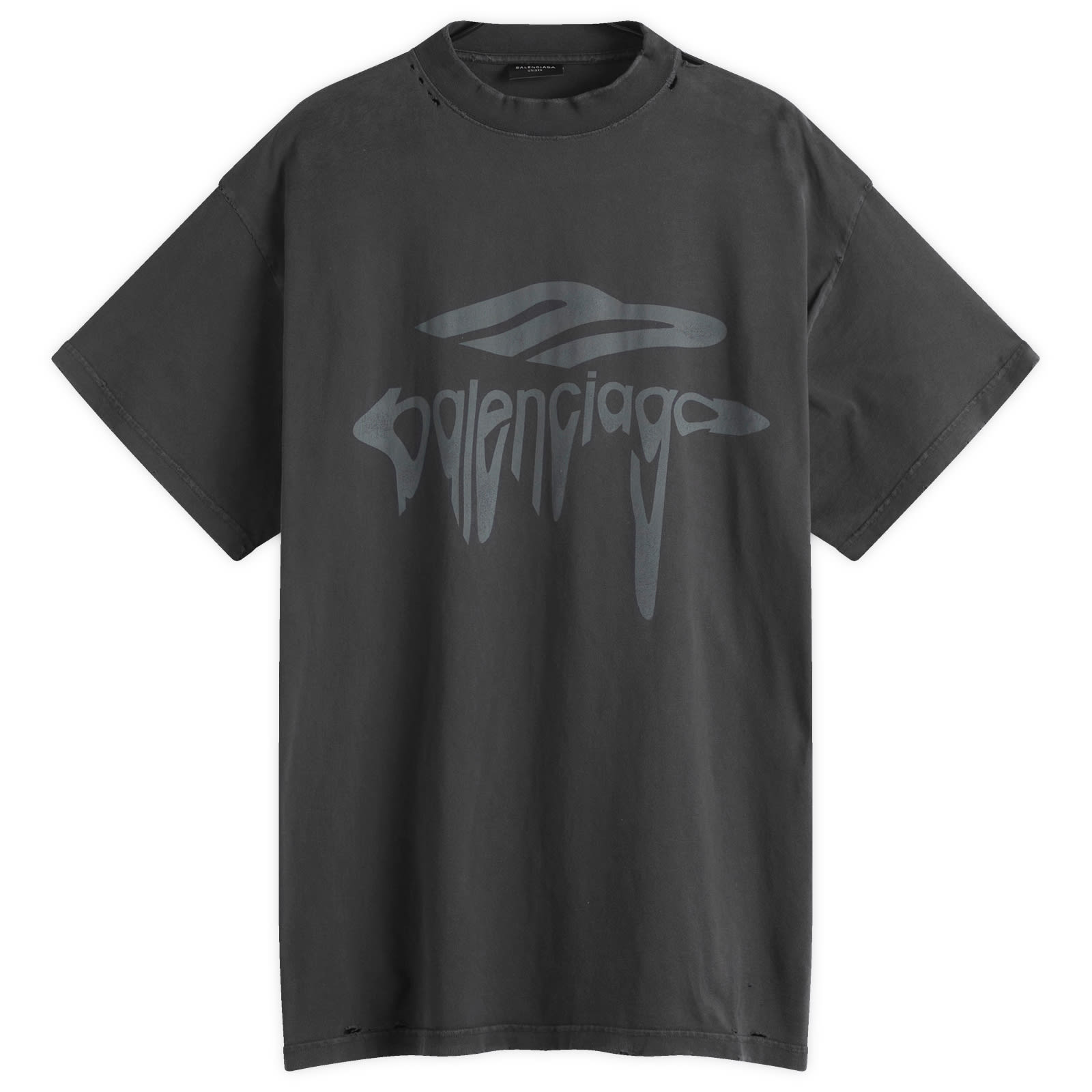 関税込【BALENCIAGA】Wavy Logo Oversized T-Shirt Wash Black Balenciaga Wavy Logo Oversized T-Shirt Faded Wash Black