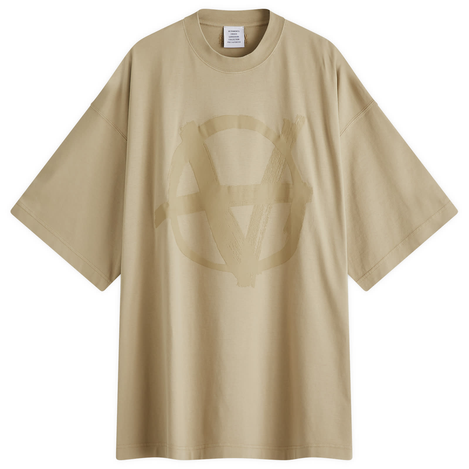 VETEMENTS Double Anarchy Oversized T-Shirt Taupe | END. (US)