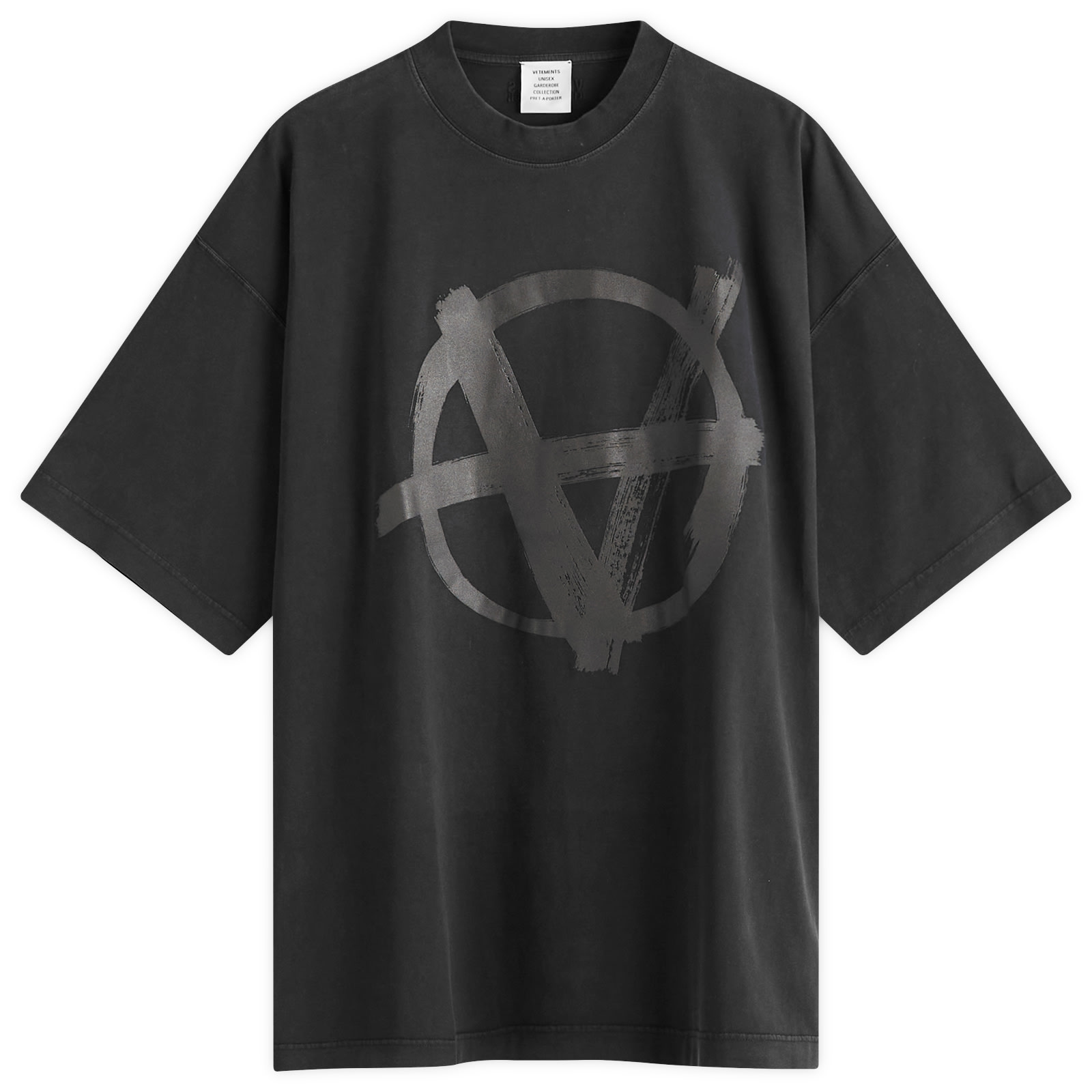 VETEMENTS♡ DOUBLE ANARCHY OVERSIZEDT-SHIRT BLACK VETEMENTS Double Anarchy Oversized T-Shirt Black | END. (AR)