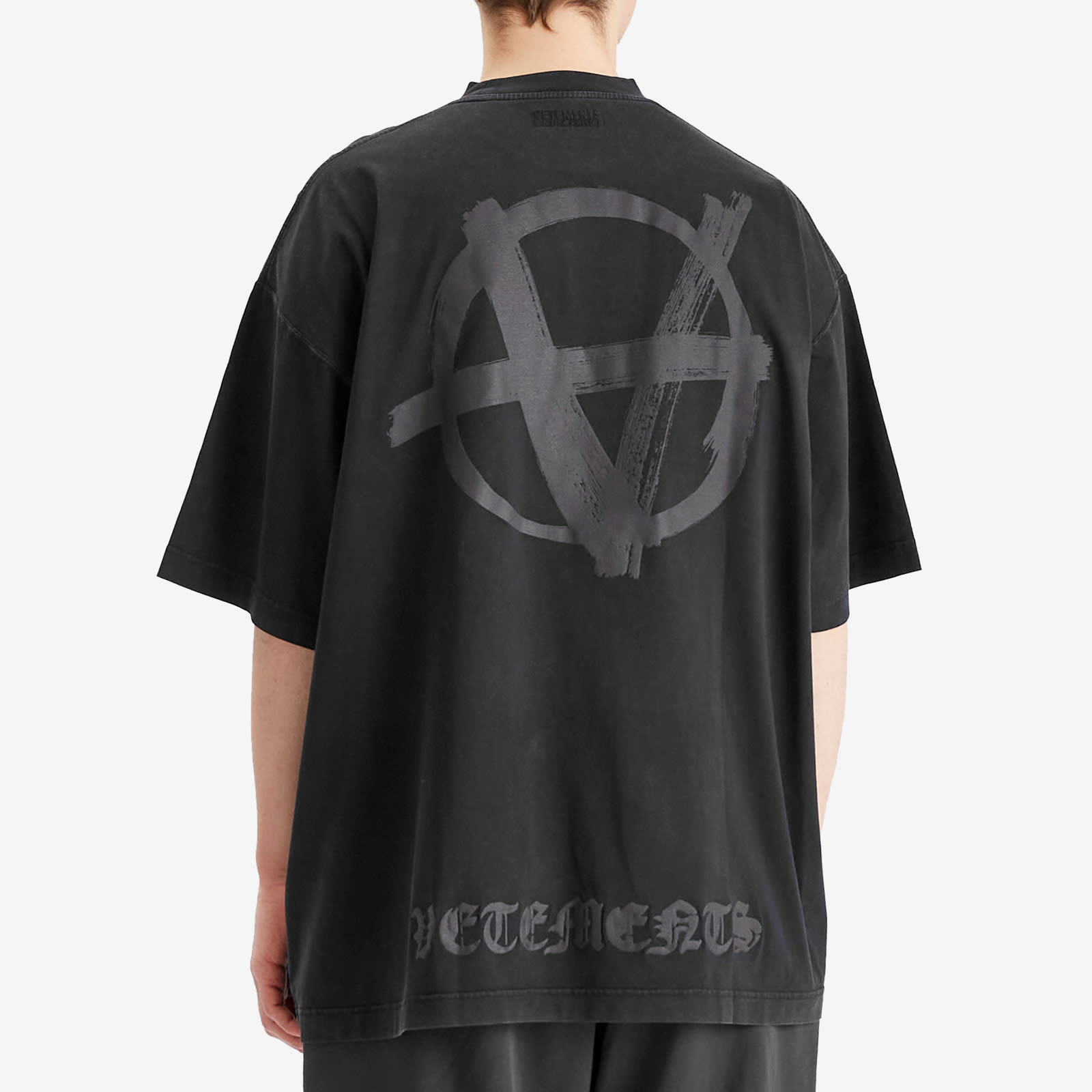 VETEMENTS♡ DOUBLE ANARCHY OVERSIZEDT-SHIRT BLACK Black Double Anarchy Oversized T-shirt by VETEMENTS on Sale