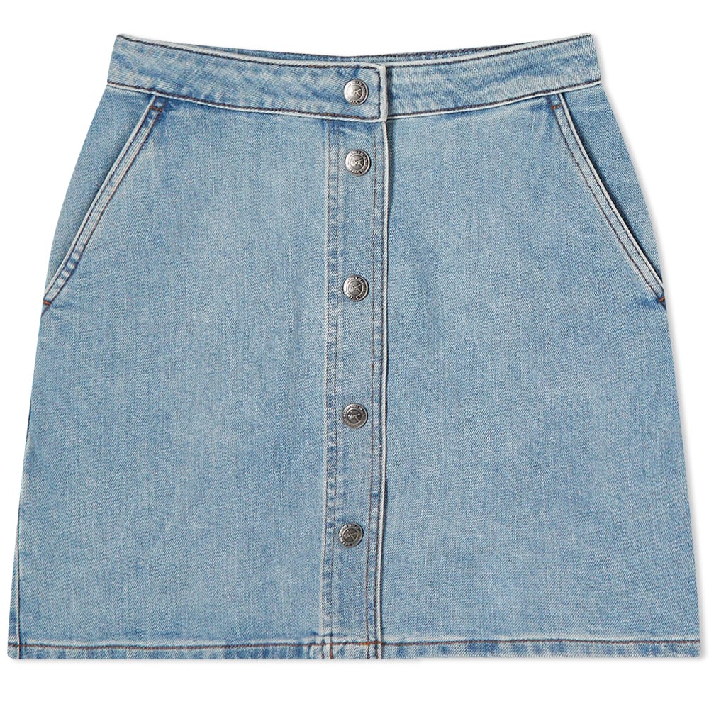 A.P.C|SKIRTS (Paula Denim Mini Skirt (COFDI F06367 IAL) A.P.C. Paula Denim Mini Skirt Blue | END. (SG)