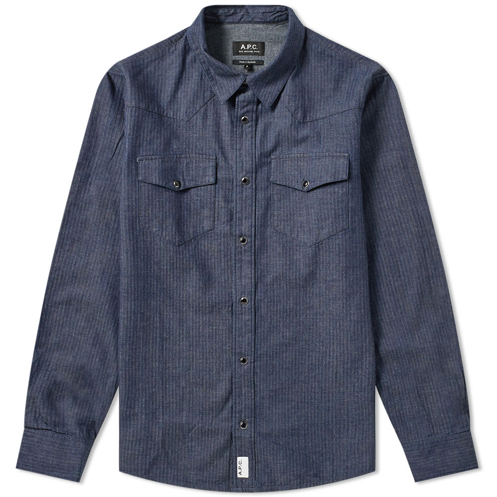 A.P.C. Woody Herringbone Western Shirt Indigo | END.