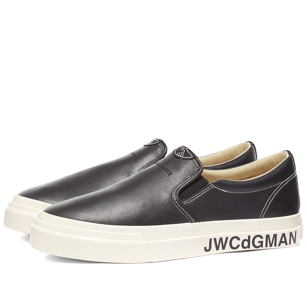 leather black slip ons